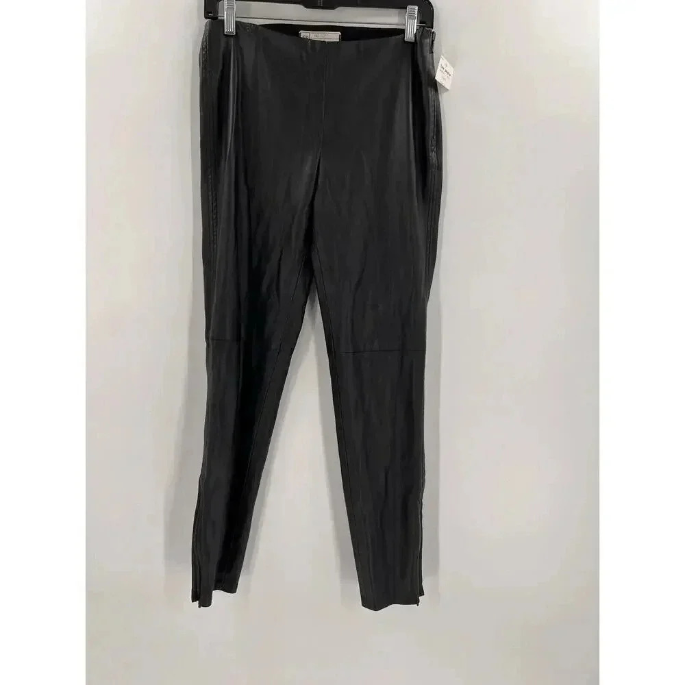 NWT FREE PEOPLE Women Size 6 Black Vegan Leather Side &Ankle Zippers 30"x28"